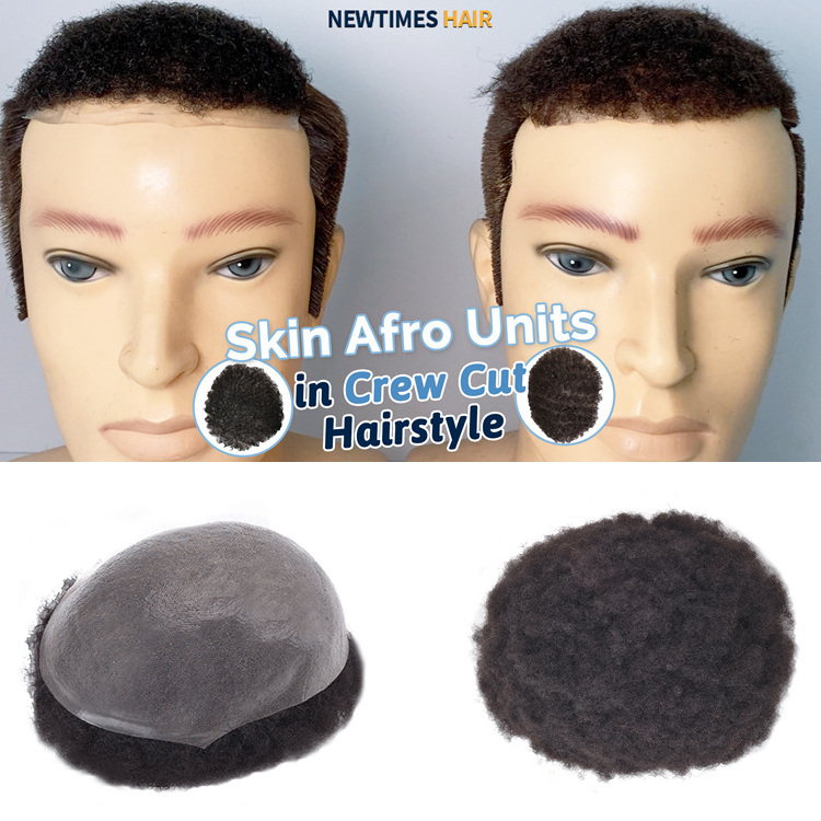 4mm 6mm afro toupee 6'' Indian Human Hair man weave hair afro wigs for black men