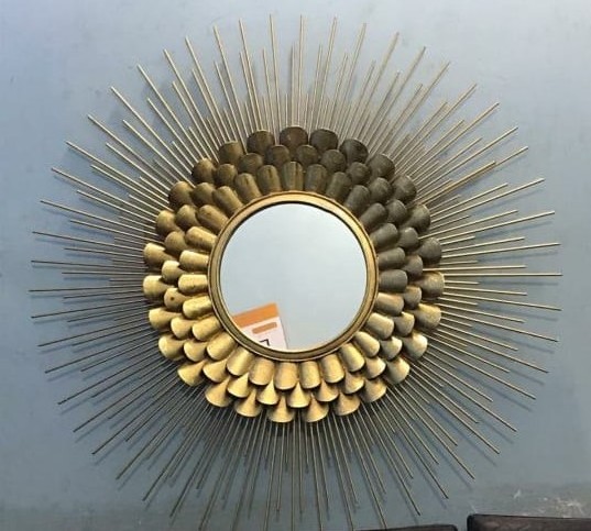 Fancy Bathroom Mirrors,Living Room Wall Mirror, Kitchen Decorative Starburst Metal Hanging