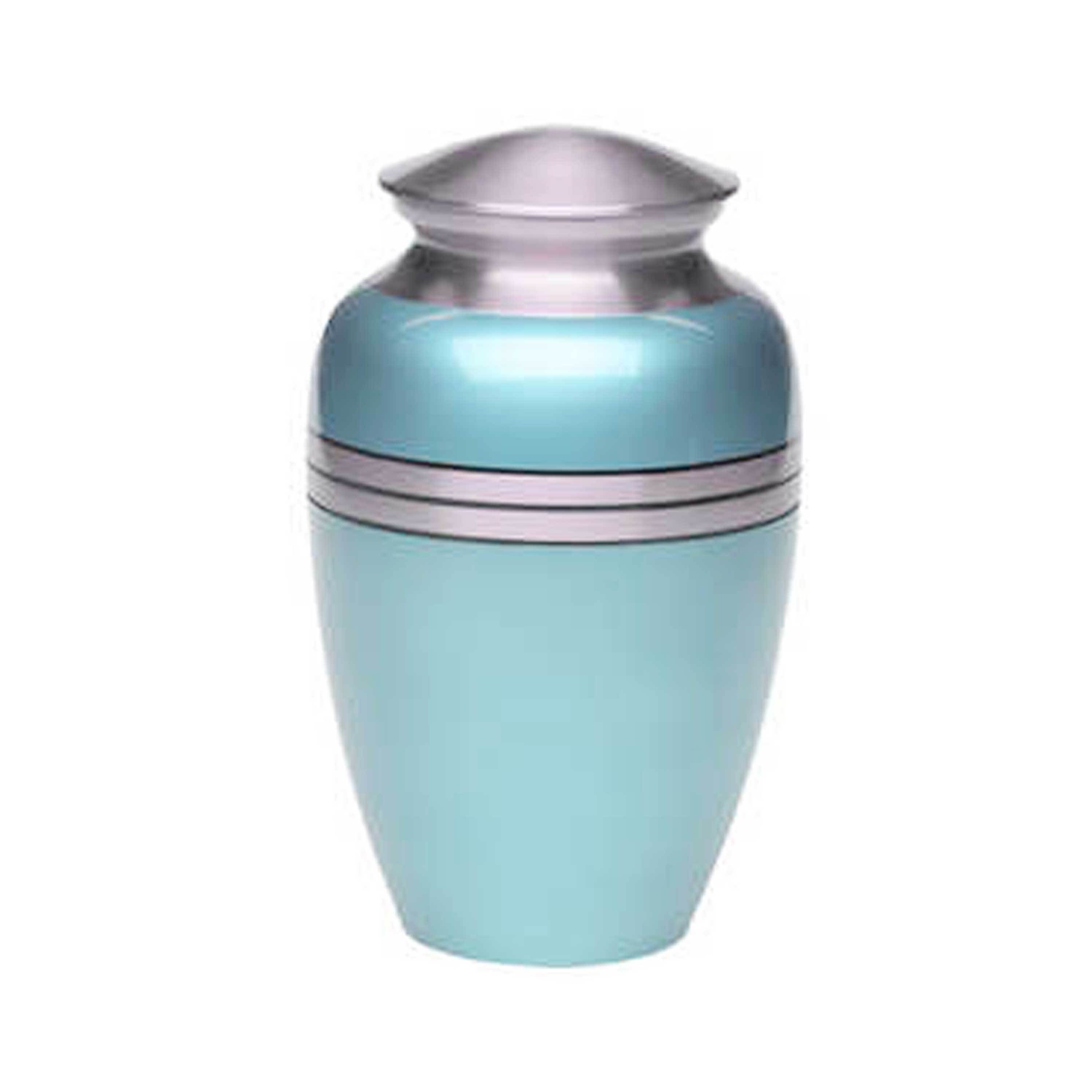 New Design Funeral Urn Three Striped Sky Blue Classic Urn at Best Price Ashes Handcrafted Cremation Urn Pot For Sale