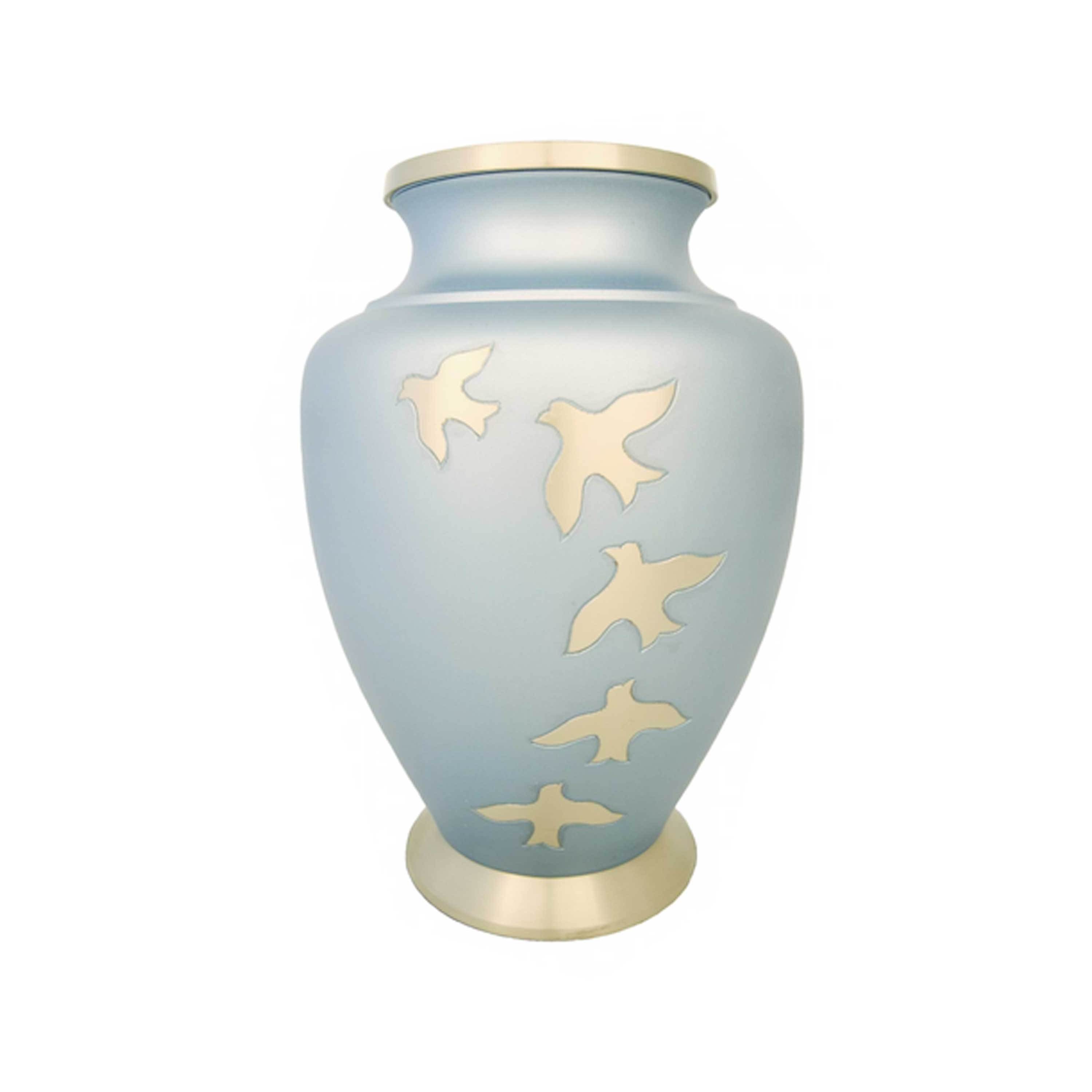 Top Grade Modern Luxury Style Sky Blue Dolphin Engraved Aria Cremation Urn Top Quality Funeral Supplies Factory Price Casket Met