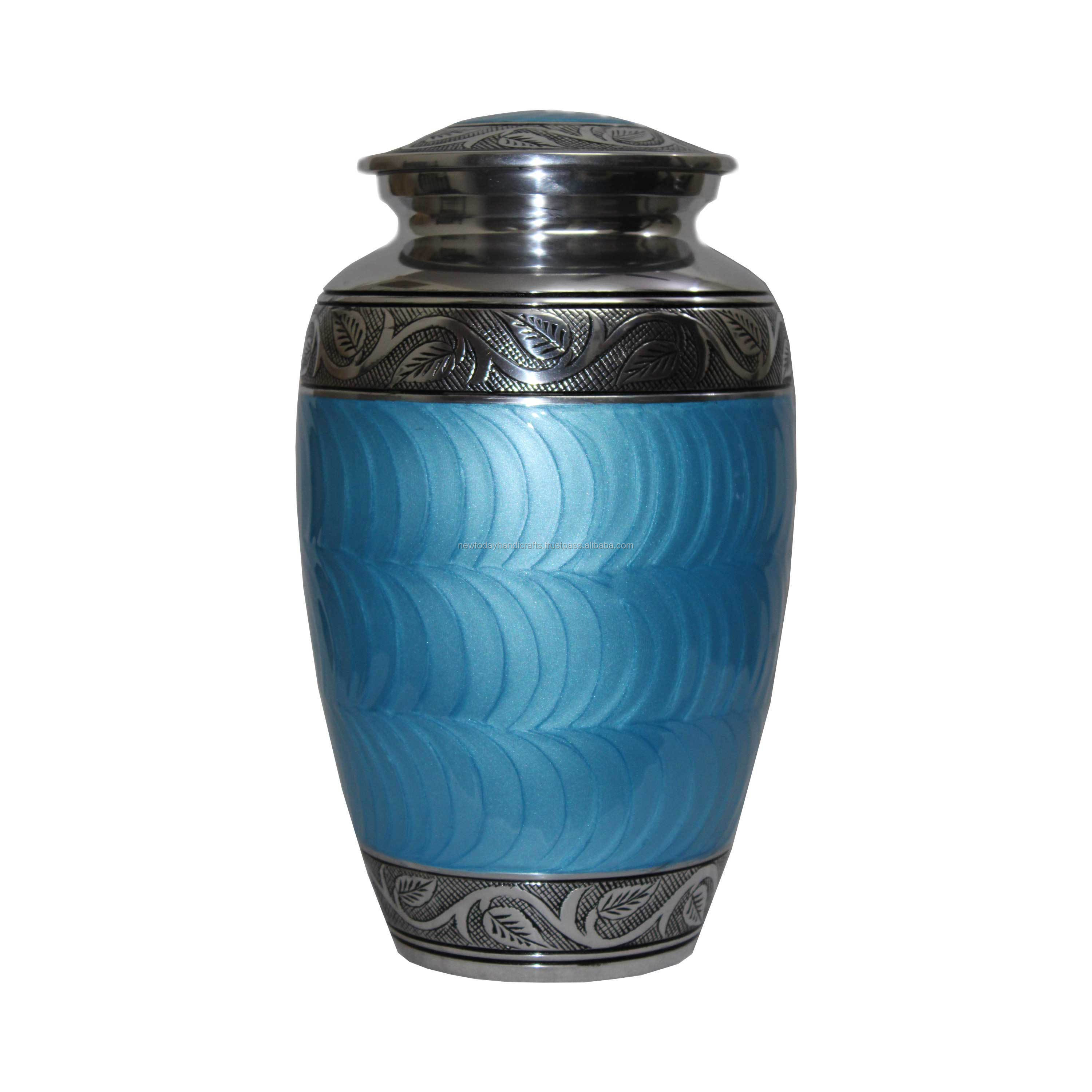 BLUE FOAM CLASSIC METAL URN Cremation Urns Classic Funeral Supplies Urns High Quality for Human Ashes New Style Brass Cremation