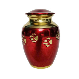 Golden Paw Print Rows Engraved Pewter Pet Urn Latest Metal Cremation Urns For Funeral SuppliesDurable tough Metal Cremation urns