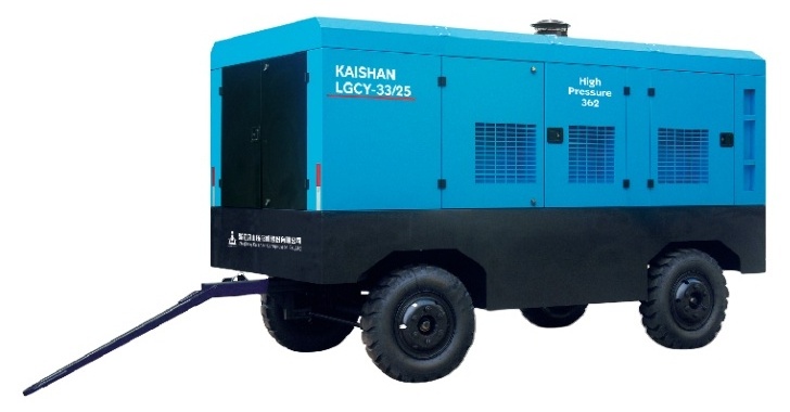 kaishan LGCY-33/25  363 psi 1179 cfm Diesel Engine Two Stage High Pressure Portable Screw Air Compressor