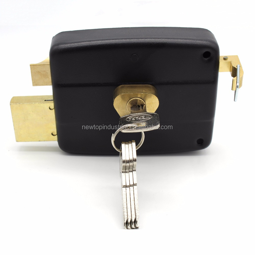 Rim door lock night latch security steel door multi lock with 5pcs brass computer keys