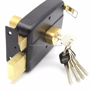 Rim door lock night latch security steel door multi lock with 5pcs brass computer keys