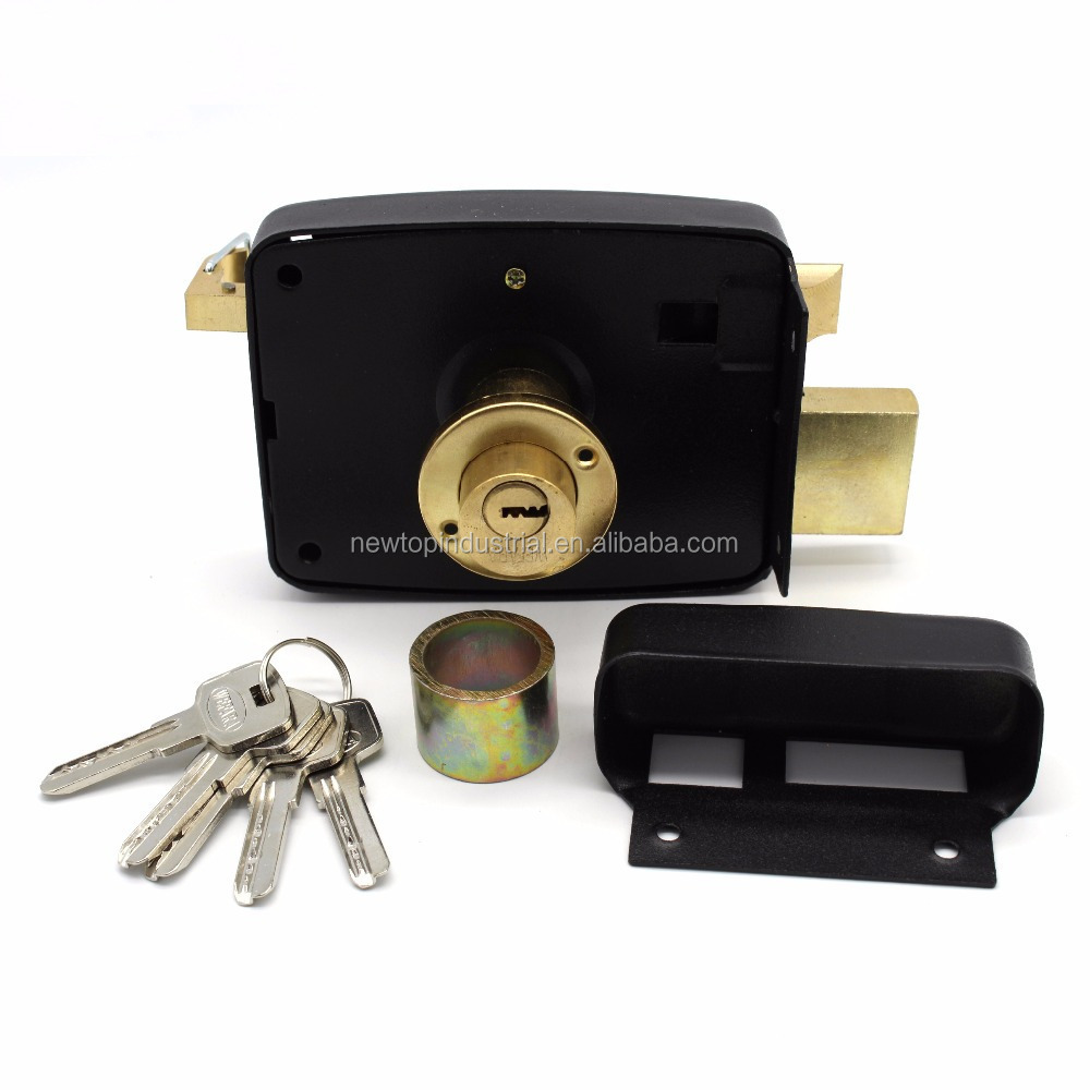 Rim door lock night latch security steel door multi lock with 5pcs brass computer keys