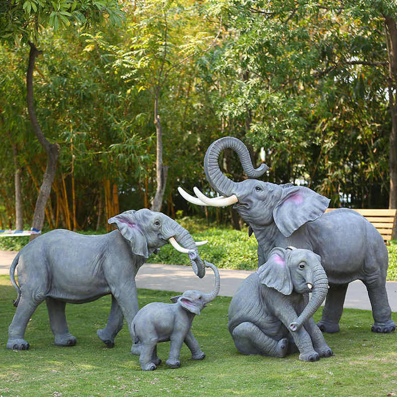 Factory Custom High Grade Outdoor Large Oem Art Animals Elephant Sculpture Fiberglass Statues