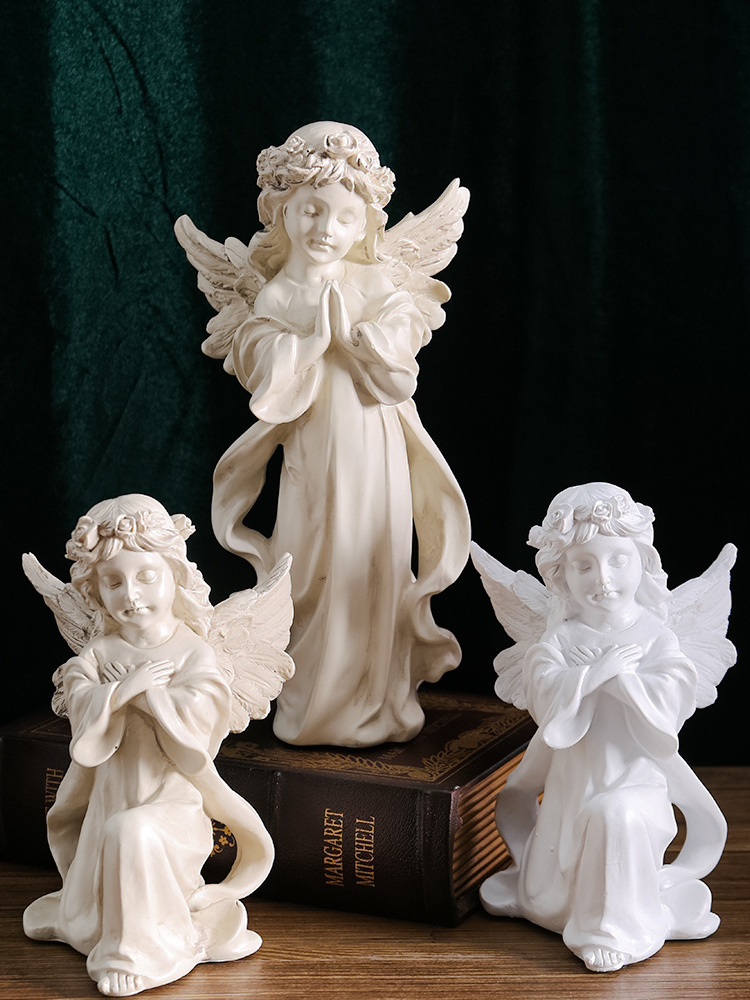 Custom Make Manufacturers Realistic Antique Fiberglass Sculpture Life Size Outdoor Golf Angel Statue