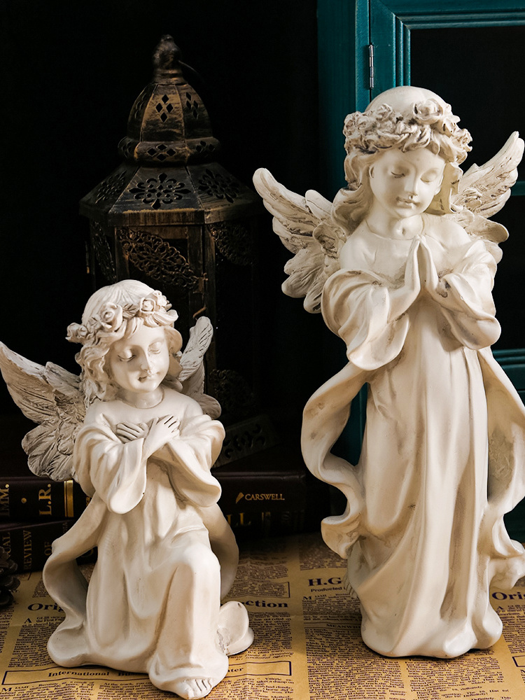 Custom Make Manufacturers Realistic Antique Fiberglass Sculpture Life Size Outdoor Golf Angel Statue