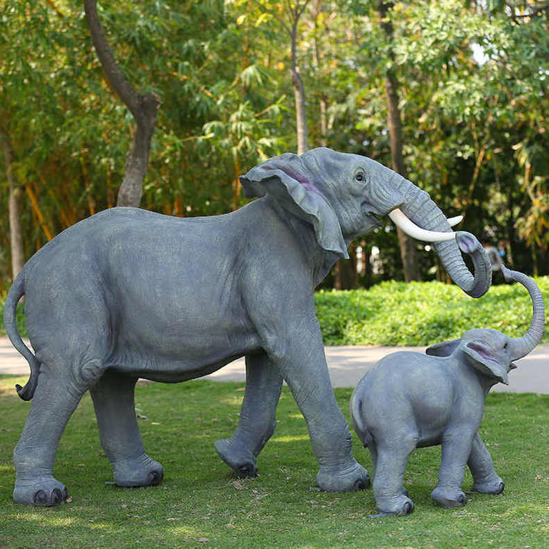 Factory Custom High Grade Outdoor Large Oem Art Animals Elephant Sculpture Fiberglass Statues