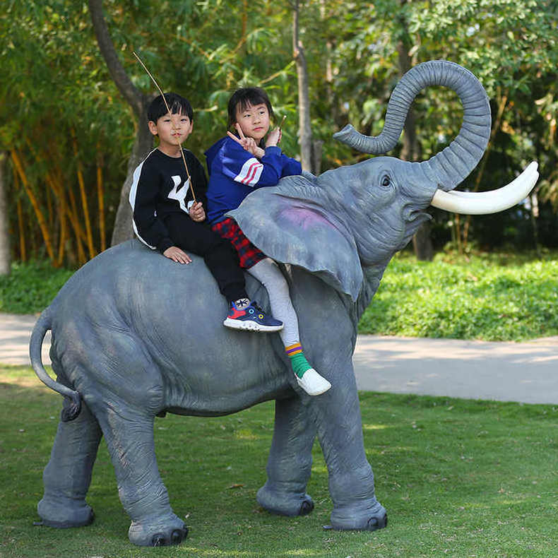 Factory Custom High Grade Outdoor Large Oem Art Animals Elephant Sculpture Fiberglass Statues