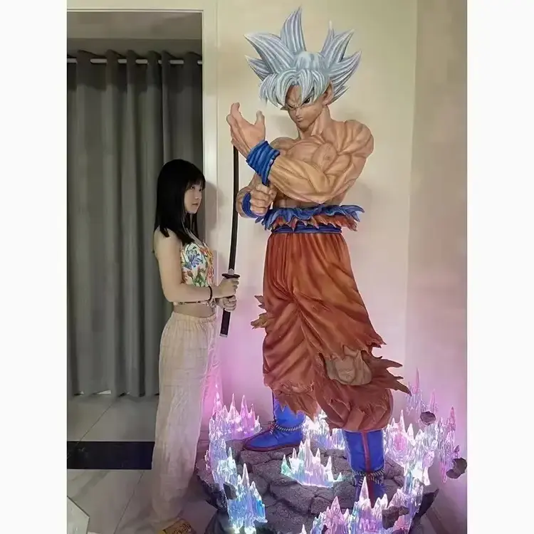 Customized Japan Famous Resin Figurines Anime Character Goku Life Size Fiber glass Figure Statue Fiberglass Sculpture Factory