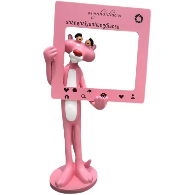 Make You Own Outdoor Decoration Life Size Custom Cartoon Figure Pink Panther Animal Garden Fiberglass Statue Sculpture