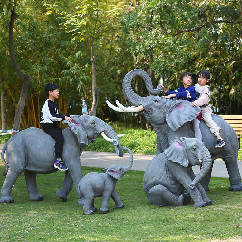 Factory Custom High Grade Outdoor Large Oem Art Animals Elephant Sculpture Fiberglass Statues