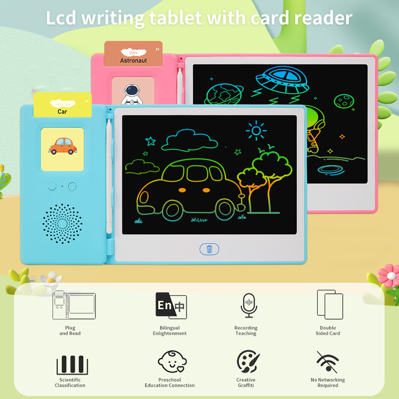 kids toys flash cards/cognitive cards 224 sight words talking flash cards with lcd writing tablet 8.5 inch