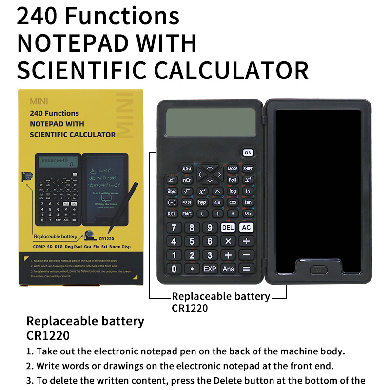 2 in one calculator and writing tablets notebook with calculator mini pocket calculator with lcd writing tablet 5 inch