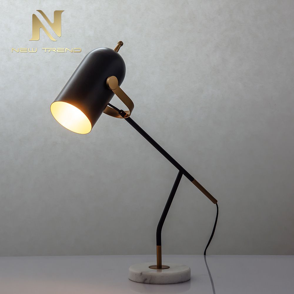 New design modern marble iron living room decoration gold black table lamp