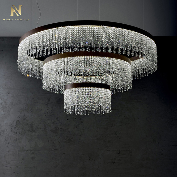 Modern Design Indoor Decoration Drop Light Hall Hotel Lobby Custom K9 Crystal Pendant Light