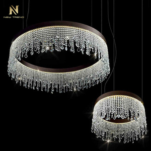 Modern Design Indoor Decoration Drop Light Hall Hotel Lobby Custom K9 Crystal Pendant Light