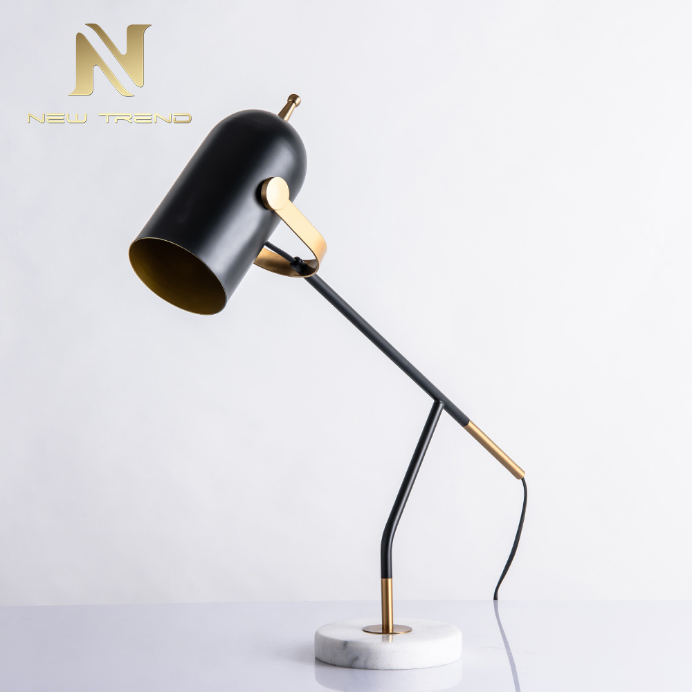 New design modern marble iron living room decoration gold black table lamp