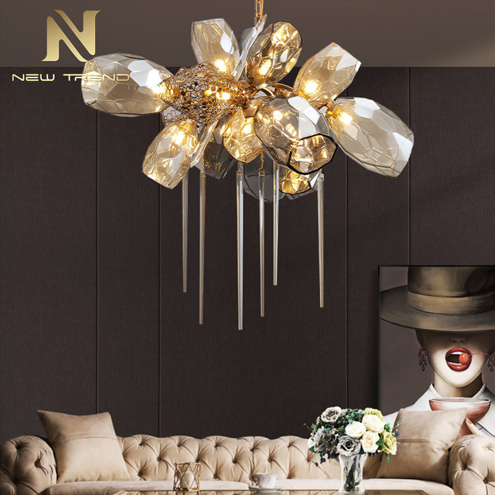 Luxury Indoor Decoration Pendant Lamp Living Room Dining Room Villa Crystal Glass LED Chandelier Light