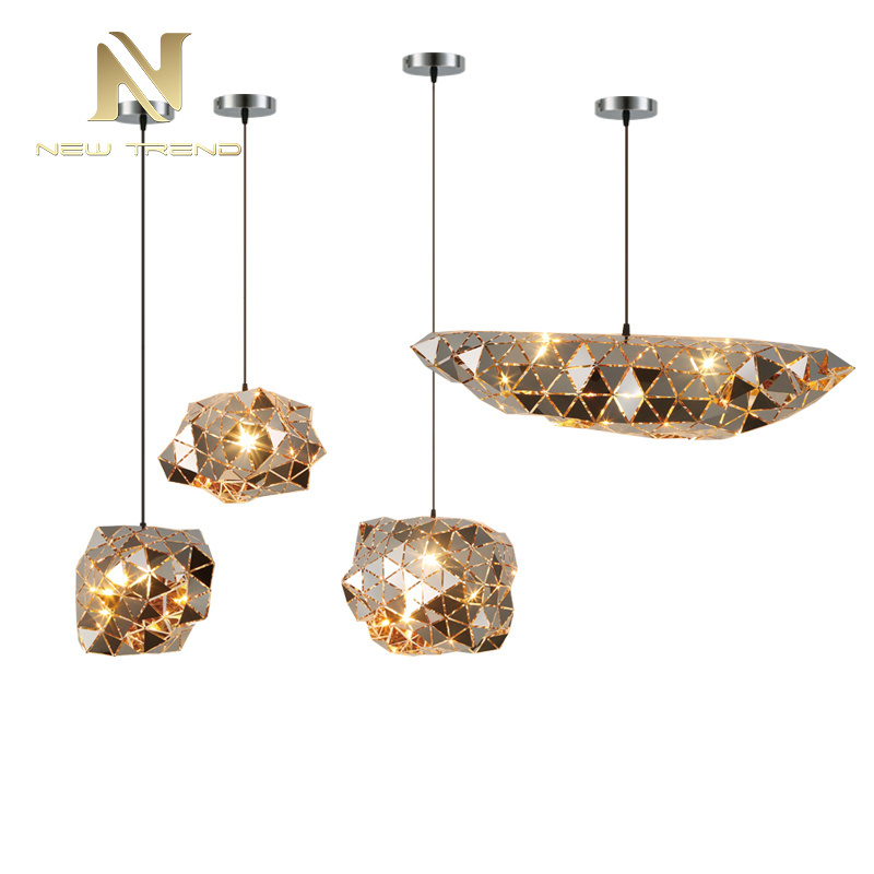 Creative Art Design Decoration Stainless Steel Gold Chrome Led Pendant Lamp