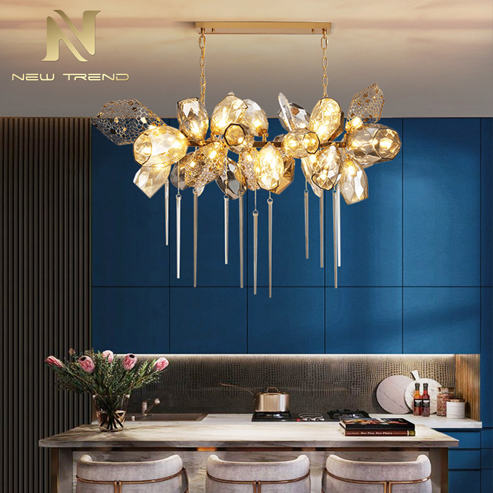 Luxury Indoor Decoration Pendant Lamp Living Room Dining Room Villa Crystal Glass LED Chandelier Light