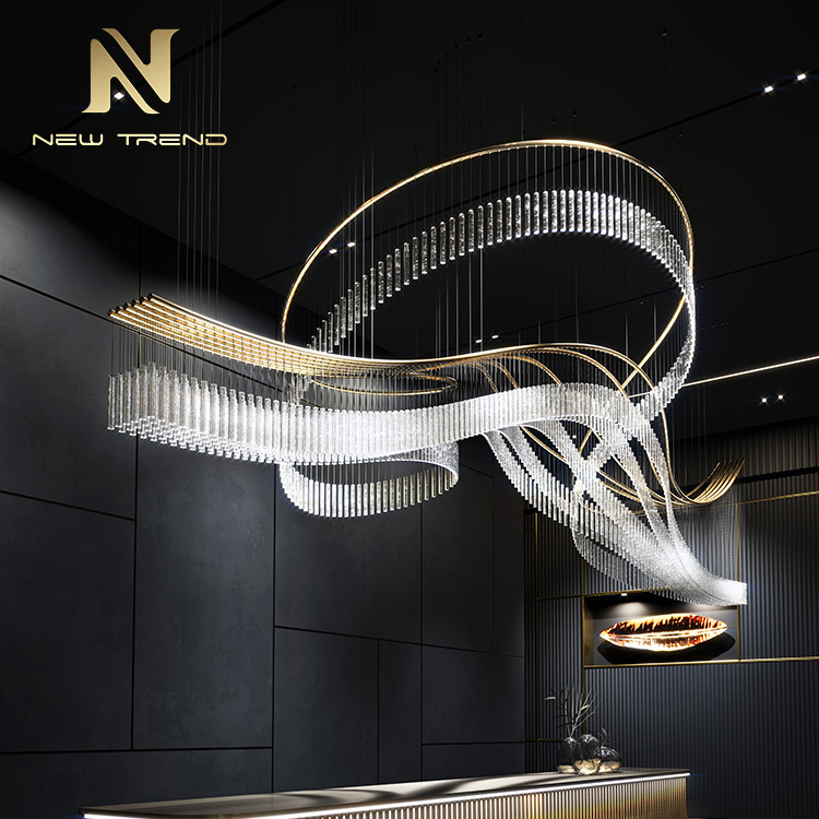 Modern Design Indoor Decoration Hotel Villa Stair Banquet Hall Luxury Glass LED Chandelier Light