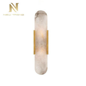 Modern Style Indoor Corridor Staircase Decoration Copper Marble LED Wall Lamp