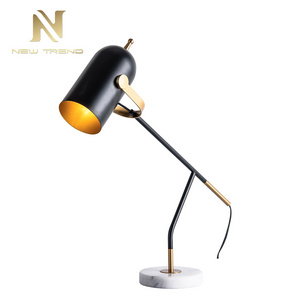 New design modern marble iron living room decoration gold black table lamp