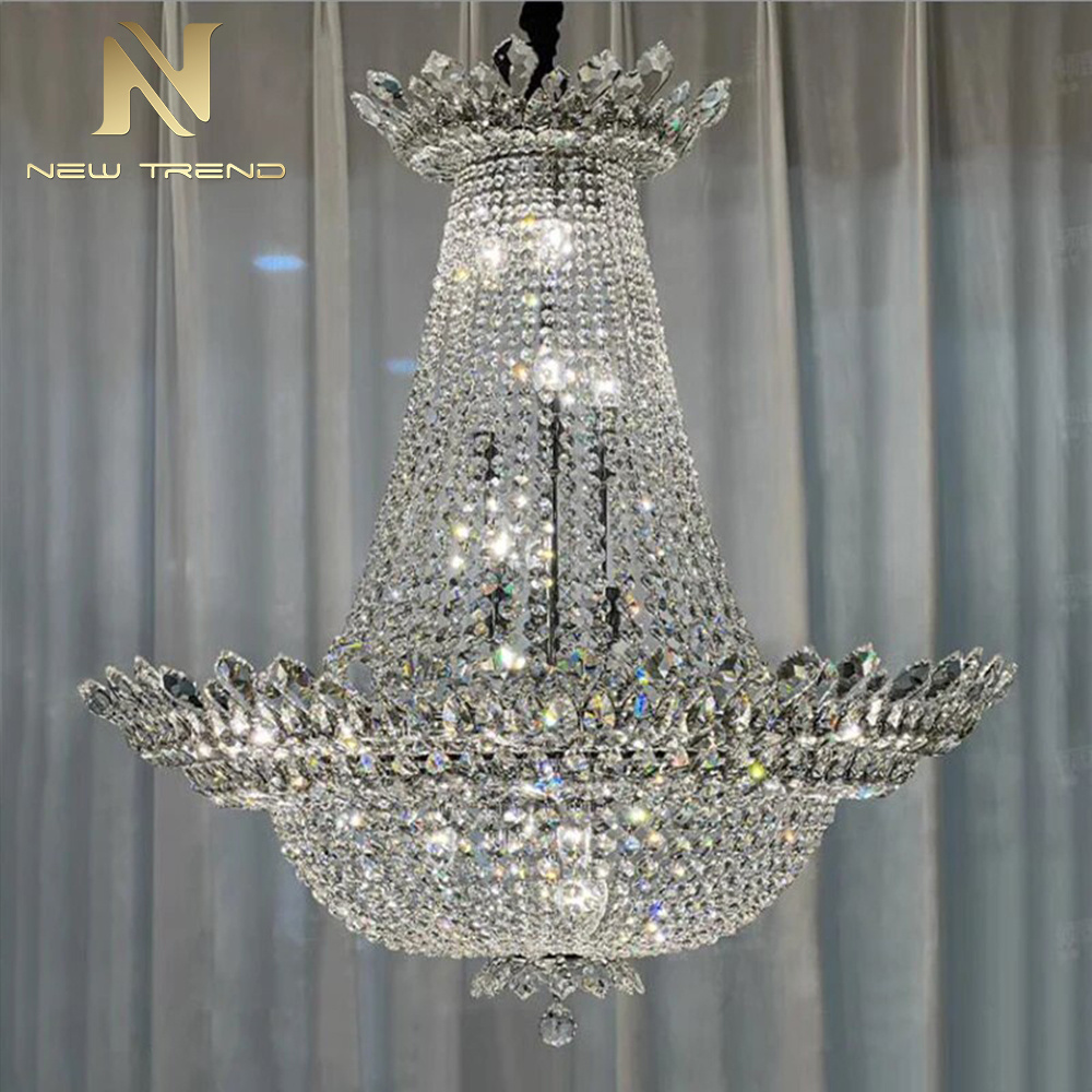 New Product Custom Retro Indoor Decoration Hotel Lobby Hall Villa Luxury Crystal LED Chandelier