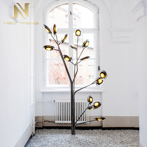 Elegant Design Luxury Metal Glass Tree Branch Floor Lamp Hotel Restaurant Villa Customized Standing Light