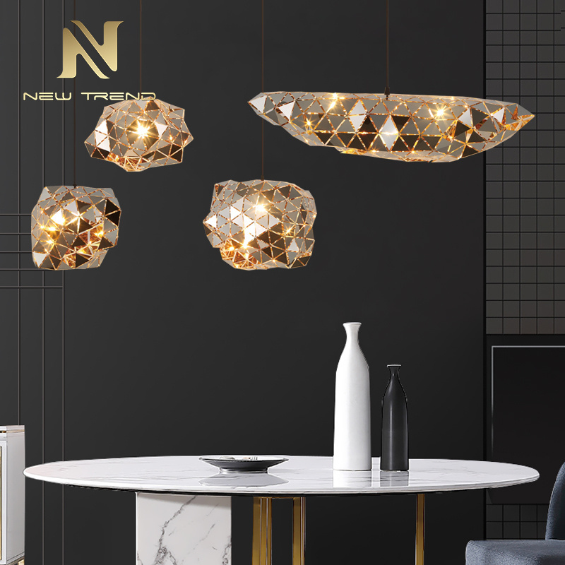 Creative Art Design Decoration Stainless Steel Gold Chrome Led Pendant Lamp