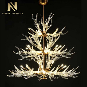 Bespoke Fixtures Indoor Decoration Pendant Lamp Hotel Villa Club Gallery Show Room Deer Antler Chandelier