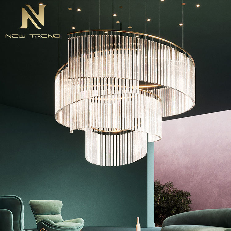 Modern Design Indoor Decoration Hotel Villa Stair Banquet Hall Luxury Glass LED Chandelier Light