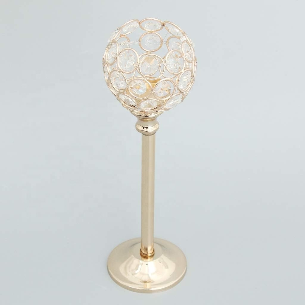 Crystal Top Bright Golden Candle Stand Home Decorative Sparkly Tea Light Or Candle Holder Top Leading Design Candle Stand