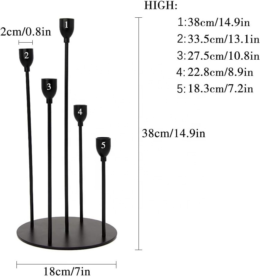 Modern Design Candles Stand Snatching Black  Christmas Fireplace Dining Table Centerpiece Candle Holder 5 Arms Candle Stand