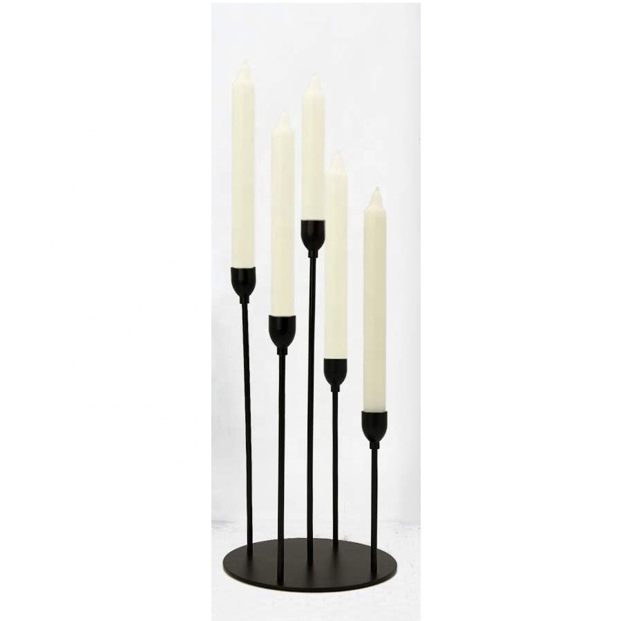 Modern Design Candles Stand Snatching Black  Christmas Fireplace Dining Table Centerpiece Candle Holder 5 Arms Candle Stand