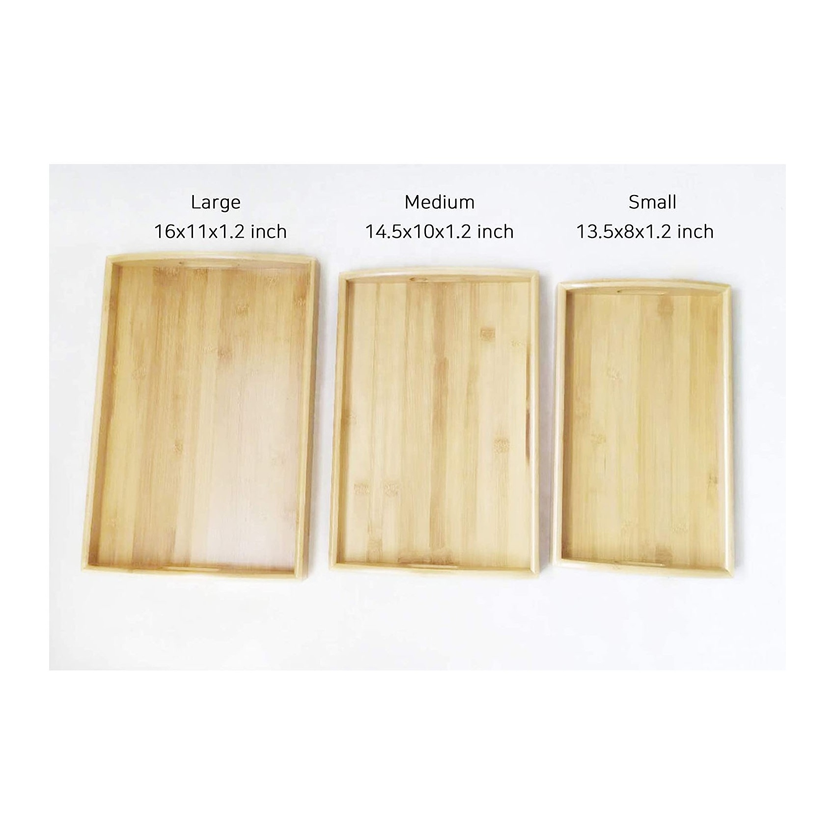 Wooden Bamboo Dining & Kitchen Serving Tray with Handles Snacks Tray Set Serving Platter Food Tray Set