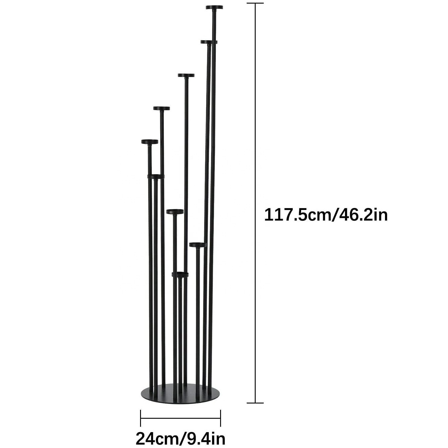 Tall Candle Holder Multi Heads Custom Height Candle Stand With Circular Heavy Base Home Interior Decorative Black Candle Holder