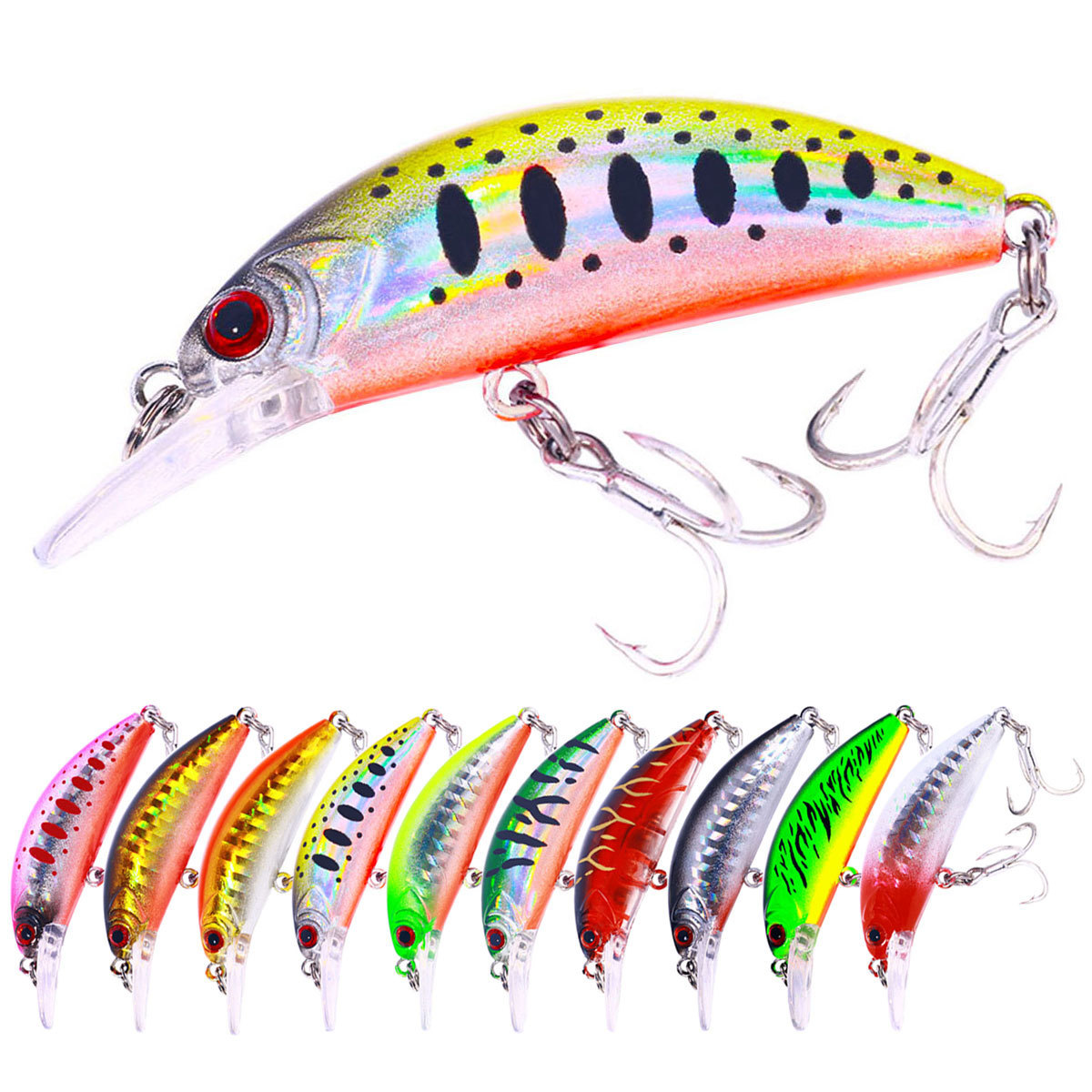 6cm-5.5g-8# Wobbler Fishing Minnow Lure Bait Sinking Lure with Noise Ball to Attract Fish in the Sea