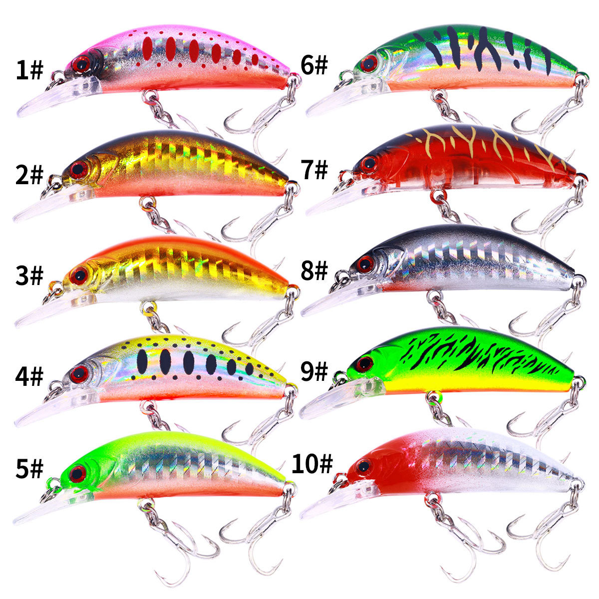 6cm-5.5g-8# Wobbler Fishing Minnow Lure Bait Sinking Lure with Noise Ball to Attract Fish in the Sea