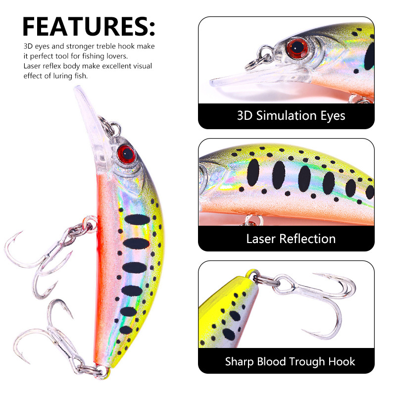 6cm-5.5g-8# Wobbler Fishing Minnow Lure Bait Sinking Lure with Noise Ball to Attract Fish in the Sea