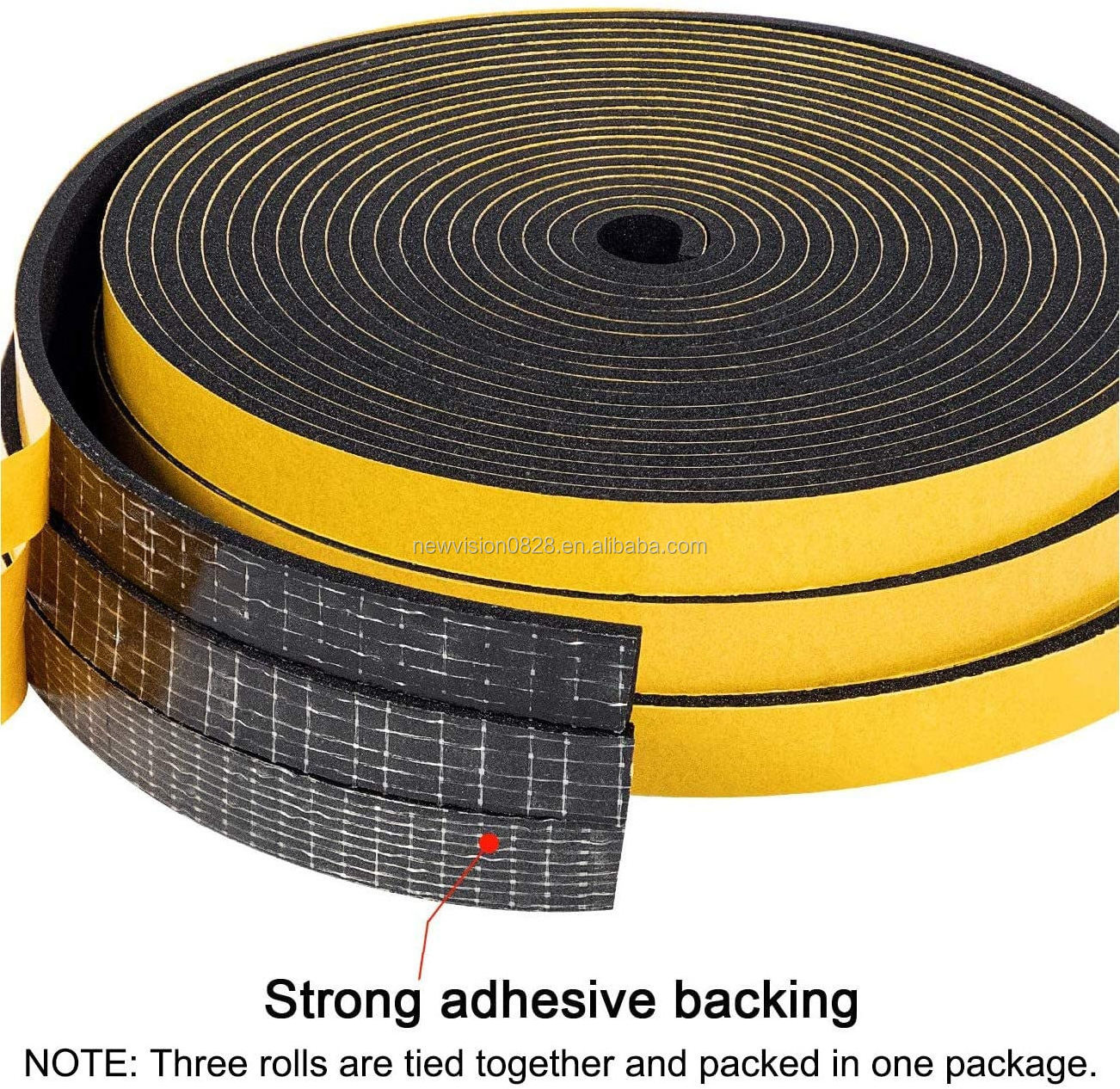 Foam Weather Stripping, EPDM Foam Strips with Adhesive High Density Foam Tape for Doors and Windows Insulation Film