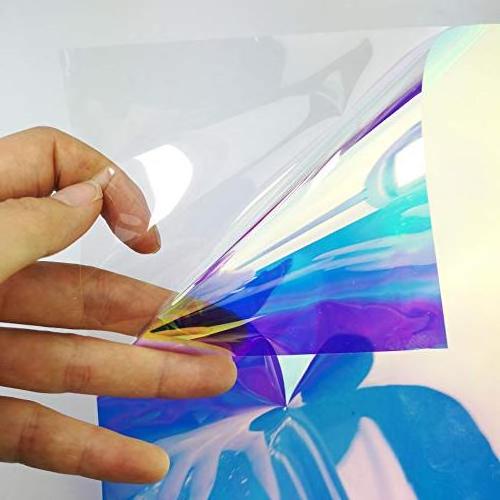 Colorful Blue Pet Material Rainbow IridescentDichroic Iridescent Holographic Window Film High Glossy Vinyl Rainbow Glass Film