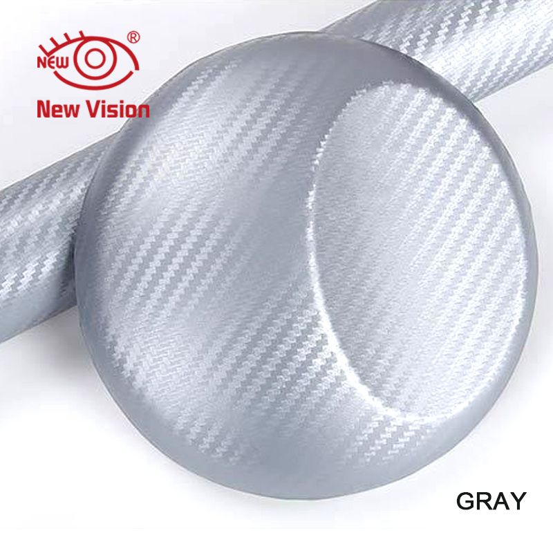 1.52*30m Air Bubble free self adhesive vinyl Black silver Car Vinyl Wrap 3D Carbon Fiber Vinyl