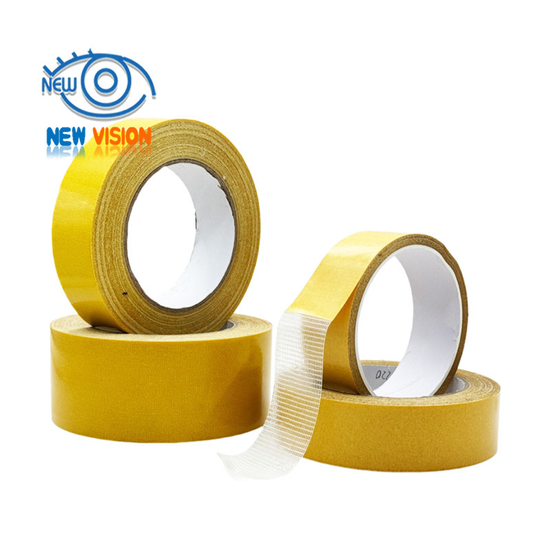 Self Adhesive Waterproof Seam Fabric Fiberglass Mesh Tape Glue Non-marking Double Sided Striped Fiber Tape