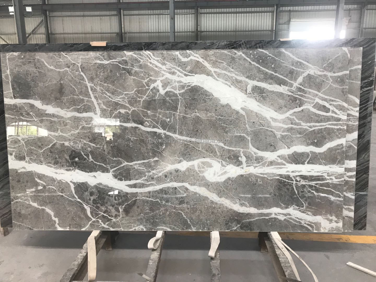 Glass Backed Translucent Back lit Grey Marble Thin Stone Veneer for Wall