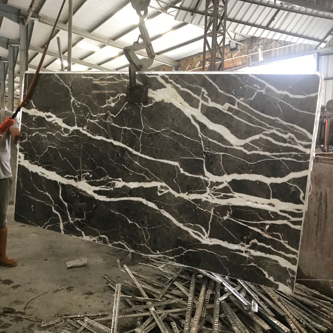 Glass Backed Translucent Back lit Grey Marble Thin Stone Veneer for Wall