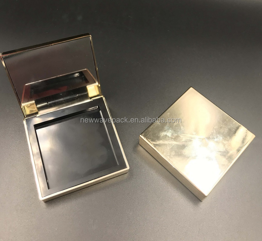 High quality cosmetics powder case square design empty blush compact powder container